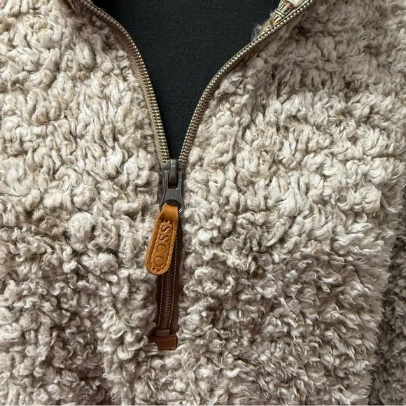 Southern Shirt Co XXL Sherpa Quarter Zip Pullover Fleece Taupe Gray Cozy Winter - Picture 2 of 11